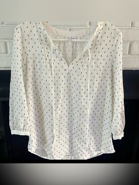 Elle White 3/4 Sleeve Relaxed Blouse